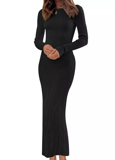 Merokeety Long-Sleeve Sweater Maxi Dress